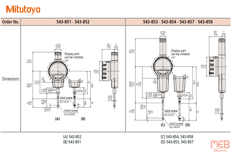 Đồng hồ so điện tử High-performance ABS Mitutoyo Series 543 ID-F